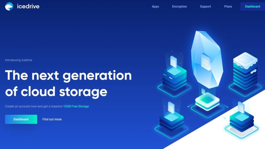 Icedriveのホームページの画像