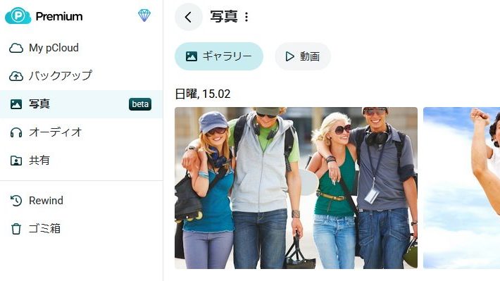 pCloudのwebアプリで写真のプレビューを表示している画像